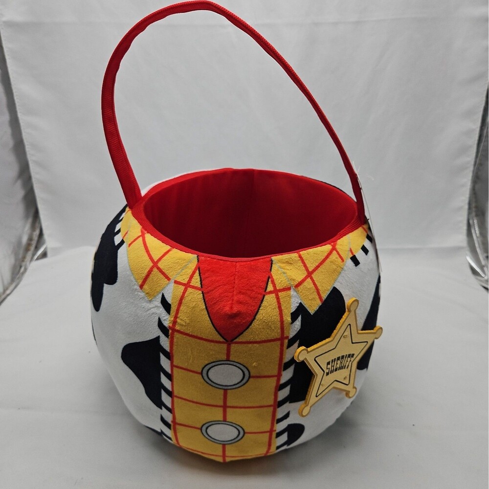 Pixar Toy Story Woody Plush Basket w/ Handle Round Multicolor Halloween